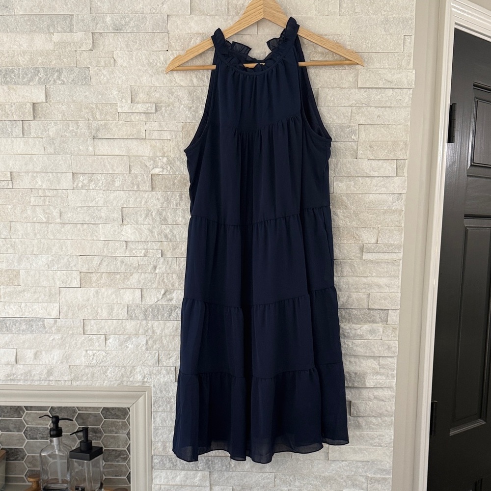 Navy Sleeveless Tiered Dress